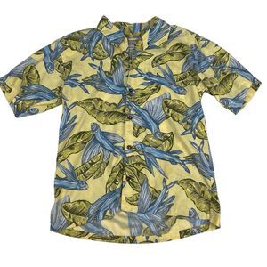Patagonia Pataloha Men's Limited Hawaiian Fish Blue Yellow Print Shirt Medium